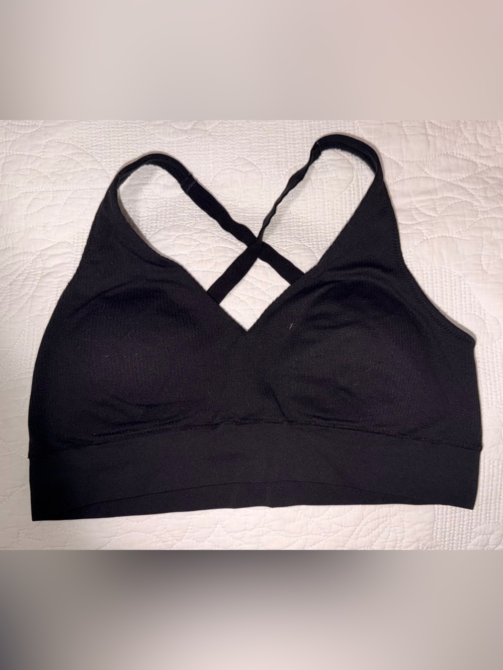 Jockey Black Seamless Wireless Bralette with Crossback Straps